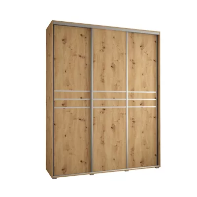Šatní skříň YVONA 10 - 190/45 cm, dub artisan / stříbrná