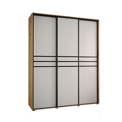 Šatní skříň YVONA 10 - 190/45 cm, dub artisan / bílá / černá