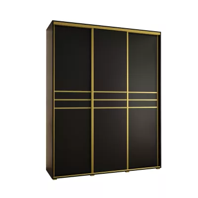 Šatní skříň YVONA 10 - 190/45 cm, černá / zlatá