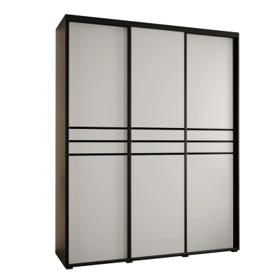 Šatní skříň YVONA 10 - 190/45 cm, černá / bílá / černá