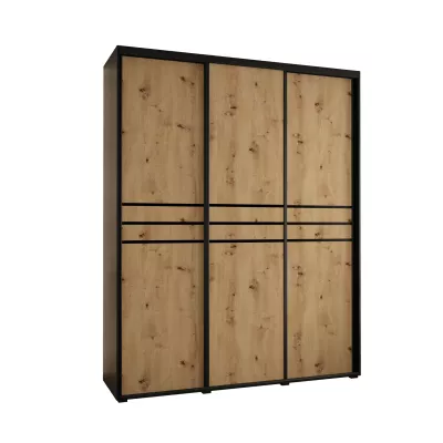 Šatní skříň YVONA 10 - 190/45 cm, černá / dub artisan / černá