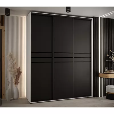 Šatní skříň YVONA 10 - 190/45 cm, bílá / černá / černá