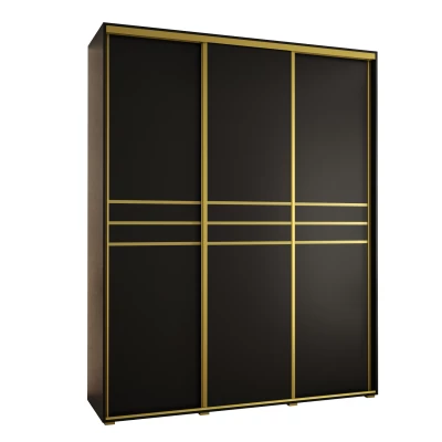 Šatní skříň YVONA 10 - 200/45 cm, černá / zlatá