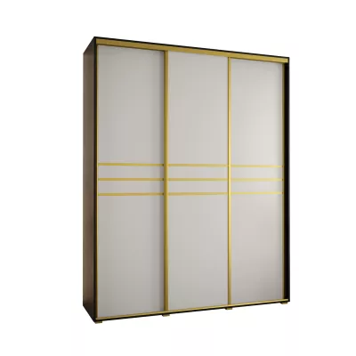 Šatní skříň YVONA 10 - 200/45 cm, černá / bílá / zlatá