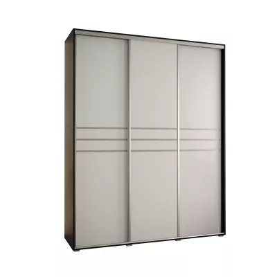 Šatní skříň YVONA 10 - 200/45 cm, černá / bílá / stříbrná