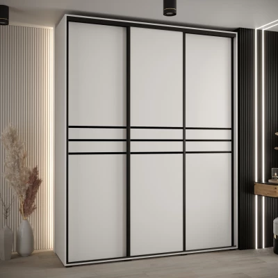 Šatní skříň YVONA 10 - 200/45 cm, bílá / černá