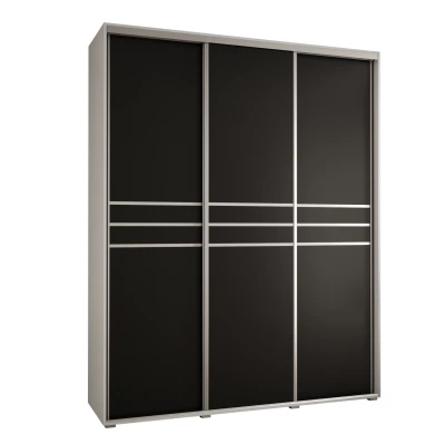 Šatní skříň YVONA 10 - 200/45 cm, bílá / černá / stříbrná