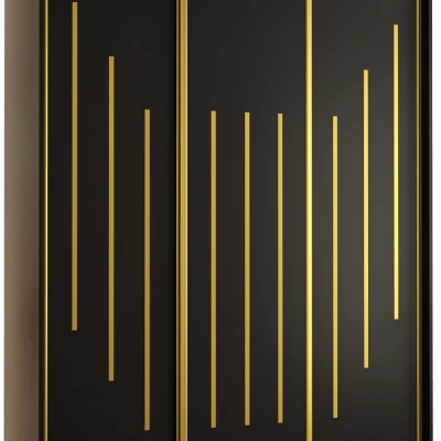 Šatní skříň YVONA 8 - 170/60 cm, černá / zlatá