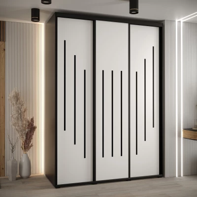 Šatní skříň YVONA 8 - 170/60 cm, černá / bílá / černá