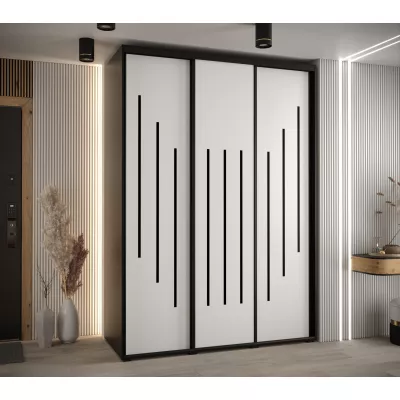 Šatní skříň YVONA 8 - 170/60 cm, černá / bílá / černá