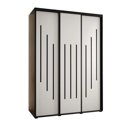 Šatní skříň YVONA 8 - 170/60 cm, černá / bílá / černá