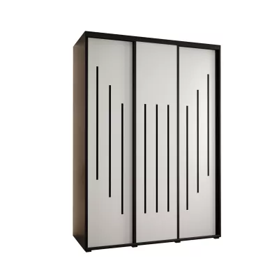 Šatní skříň YVONA 8 - 170/60 cm, černá / bílá / černá