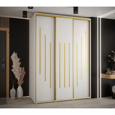 Šatní skříň YVONA 8 - 170/60 cm, bílá / zlatá