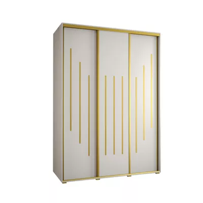 Šatní skříň YVONA 8 - 170/60 cm, bílá / zlatá