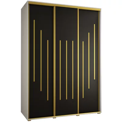 Šatní skříň YVONA 8 - 170/60 cm, bílá / černá / zlatá