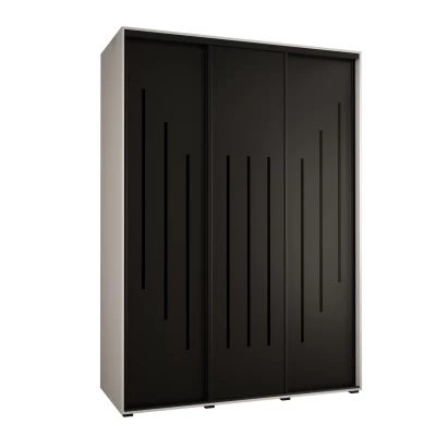 Šatní skříň YVONA 8 - 170/60 cm, bílá / černá / černá