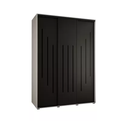 Šatní skříň YVONA 8 - 170/60 cm, bílá / černá / černá