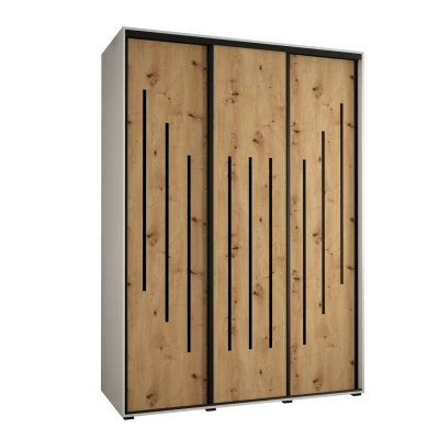 Šatní skříň YVONA 8 - 170/60 cm, bílá / dub artisan / černá