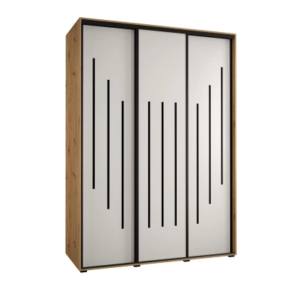 Šatní skříň YVONA 8 - 180/60 cm, dub artisan / bílá / černá