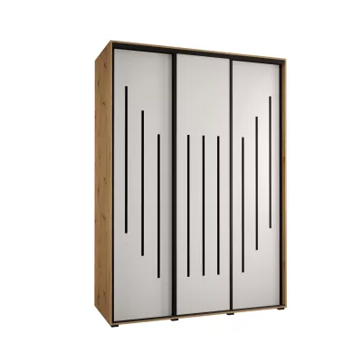 Šatní skříň YVONA 8 - 180/60 cm, dub artisan / bílá / černá