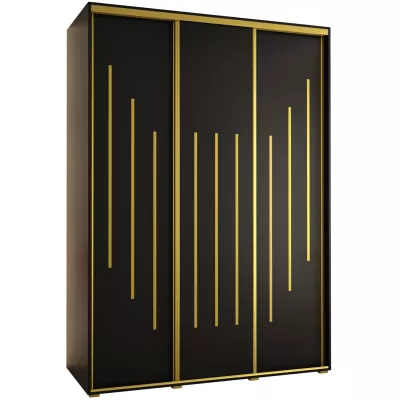Šatní skříň YVONA 8 - 180/60 cm, černá / zlatá