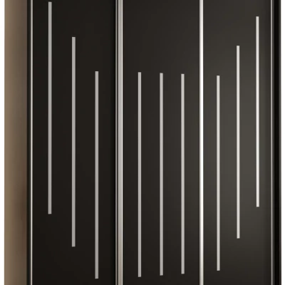 Šatní skříň YVONA 8 - 180/60 cm, černá / stříbrná