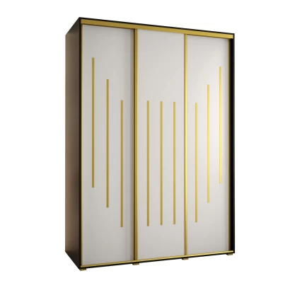 Šatní skříň YVONA 8 - 180/60 cm, černá / bílá / zlatá