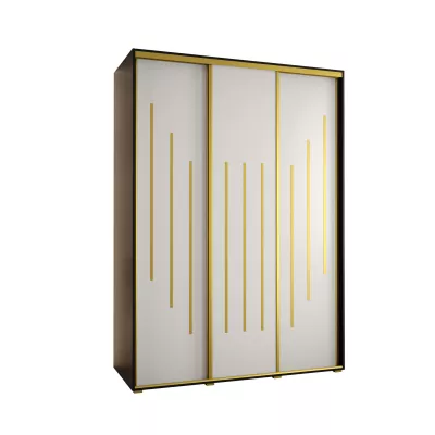 Šatní skříň YVONA 8 - 180/60 cm, černá / bílá / zlatá