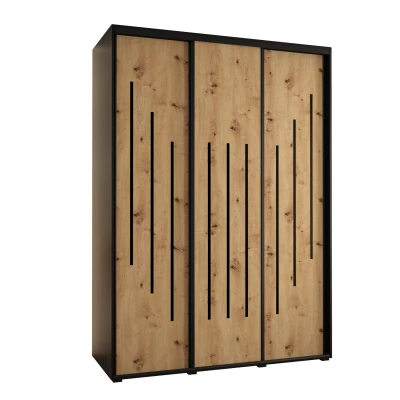 Šatní skříň YVONA 8 - 180/60 cm, černá / dub artisan / černá