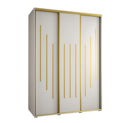 Šatní skříň YVONA 8 - 180/60 cm, bílá / zlatá