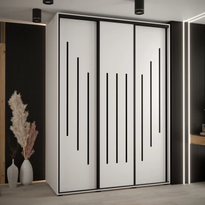 Šatní skříň YVONA 8 - 180/60 cm, bílá / černá