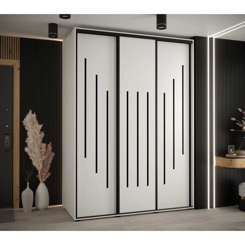 Šatní skříň YVONA 8 - 180/60 cm, bílá / černá