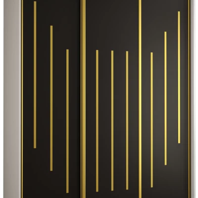 Šatní skříň YVONA 8 - 180/60 cm, bílá / černá / zlatá