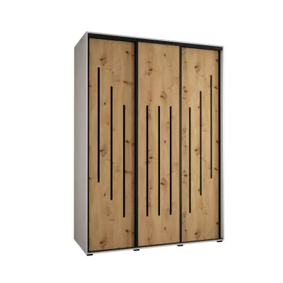 Šatní skříň YVONA 8 - 180/60 cm, bílá / dub artisan / černá
