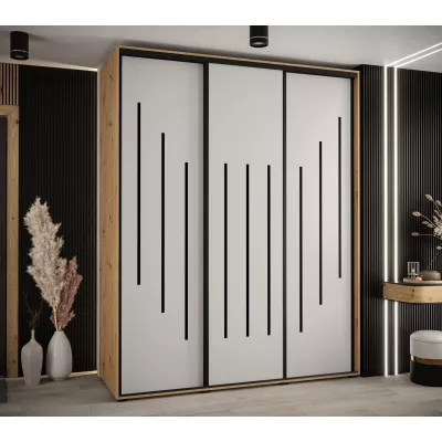 Šatní skříň YVONA 8 - 190/60 cm, dub artisan / bílá / černá