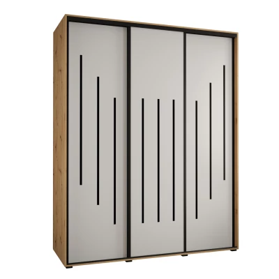 Šatní skříň YVONA 8 - 190/60 cm, dub artisan / bílá / černá