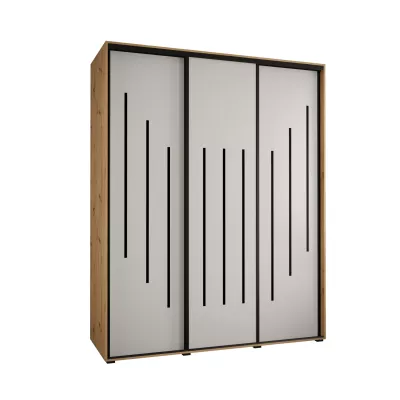 Šatní skříň YVONA 8 - 190/60 cm, dub artisan / bílá / černá