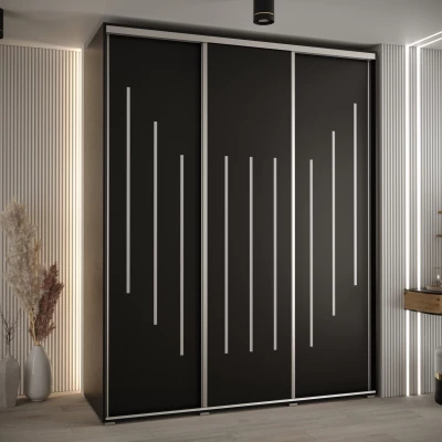 Šatní skříň YVONA 8 - 190/60 cm, černá / stříbrná