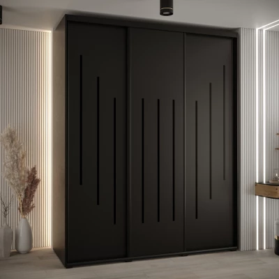 Šatní skříň YVONA 8 - 190/60 cm, černá / černá