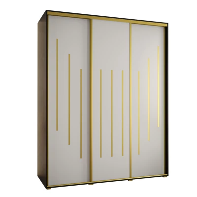 Šatní skříň YVONA 8 - 190/60 cm, černá / bílá / zlatá