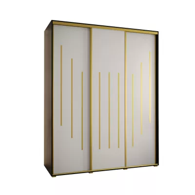 Šatní skříň YVONA 8 - 190/60 cm, černá / bílá / zlatá