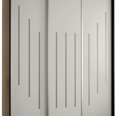 Šatní skříň YVONA 8 - 190/60 cm, černá / bílá / stříbrná