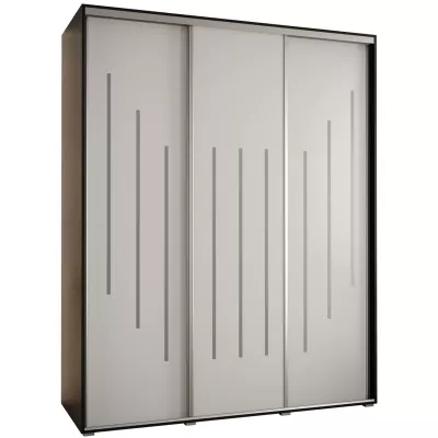 Šatní skříň YVONA 8 - 190/60 cm, černá / bílá / stříbrná