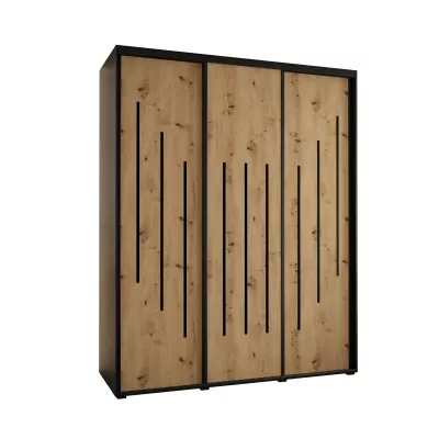 Šatní skříň YVONA 8 - 190/60 cm, černá / dub artisan / černá