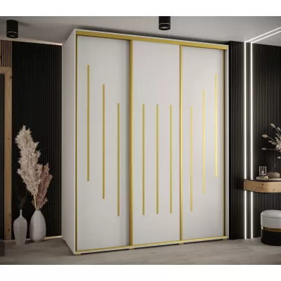 Šatní skříň YVONA 8 - 190/60 cm, bílá / zlatá