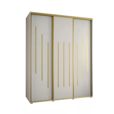 Šatní skříň YVONA 8 - 190/60 cm, bílá / zlatá