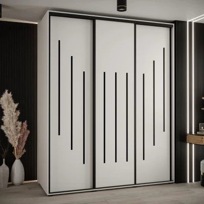 Šatní skříň YVONA 8 - 190/60 cm, bílá / černá