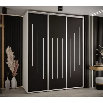 Šatní skříň YVONA 8 - 190/60 cm, bílá / černá / stříbrná