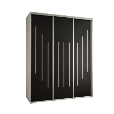 Šatní skříň YVONA 8 - 190/60 cm, bílá / černá / stříbrná