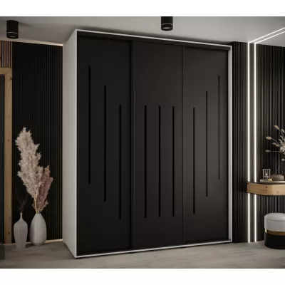 Šatní skříň YVONA 8 - 190/60 cm, bílá / černá / černá